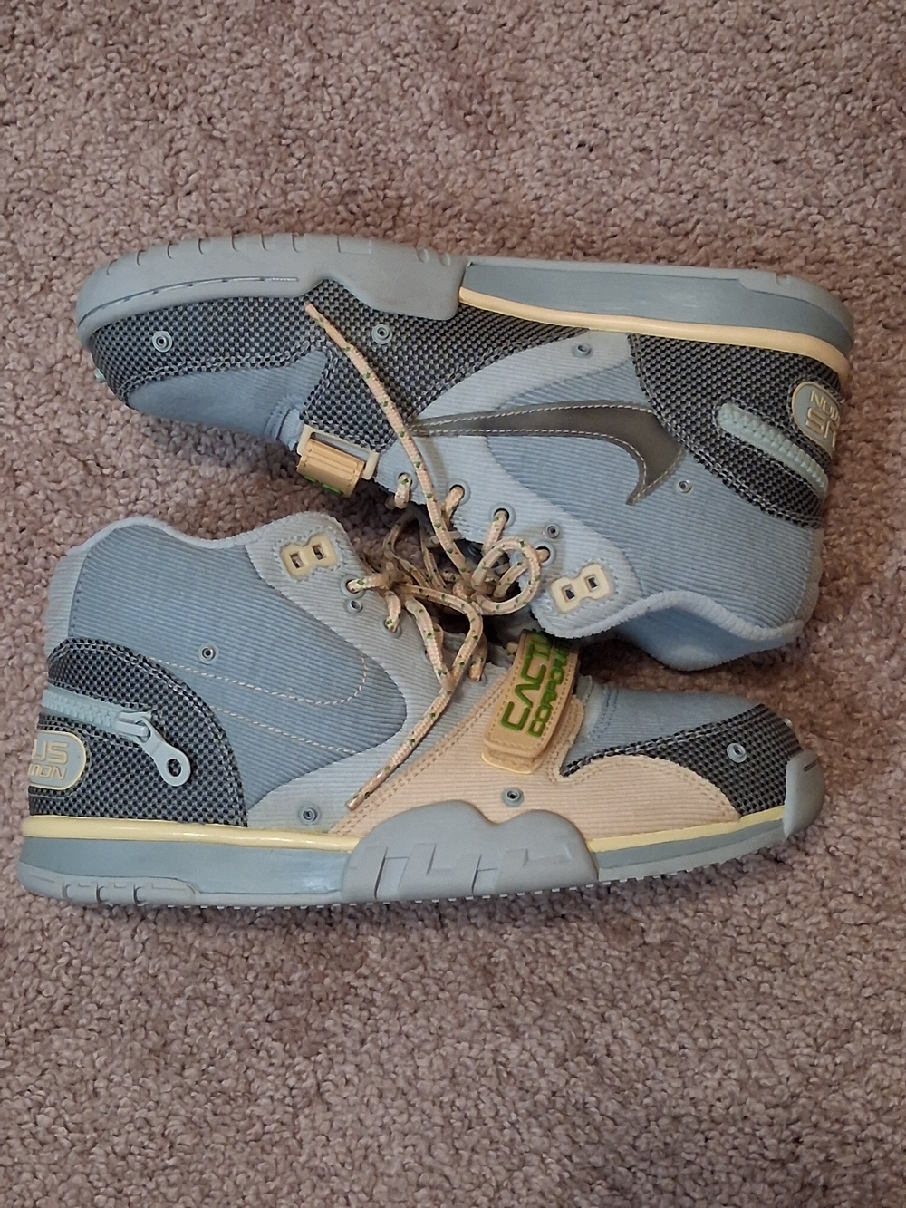 Travis Scott Light Blue and Gray High-Top Sneakers
